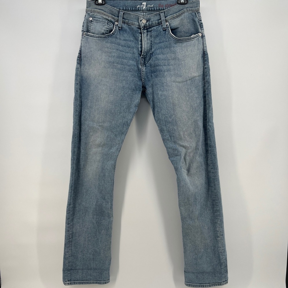 7 For All Mankind The Straight Mens Blue Jeans Medium Wash Size 33